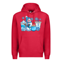 Cardinal winter snowman coffee cups Premium Hoodie - CowGirlArtShop