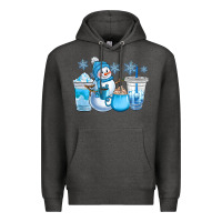 Charcoal Heather winter snowman coffee cups Premium Hoodie - CowGirlArtShop