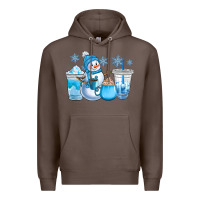 Coffee winter snowman coffee cups Premium Hoodie - CowGirlArtShop