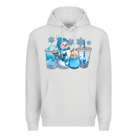 Dove Grey winter snowman coffee cups Premium Hoodie - CowGirlArtShop