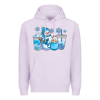 Lilac winter snowman coffee cups Premium Hoodie - CowGirlArtShop