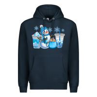Navy winter snowman coffee cups Premium Hoodie - CowGirlArtShop