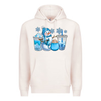 Pale Pink winter snowman coffee cups Premium Hoodie - CowGirlArtShop