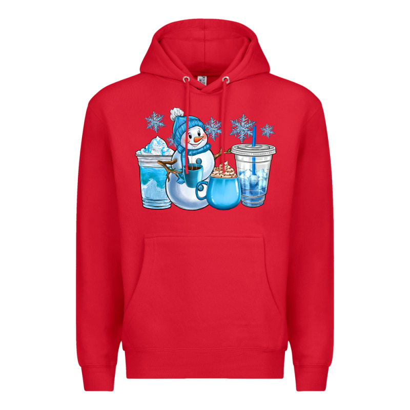 Winter Snowman Coffee Cups Premium Hoodie by CowGirlArtShop | Teevron
