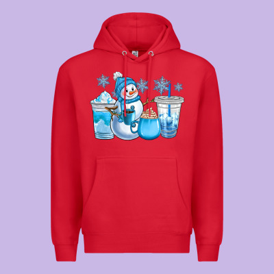 Winter Snowman Coffee Cups Premium Hoodie Designed By Cowgirlartshop