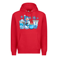 Red winter snowman coffee cups Premium Hoodie - CowGirlArtShop