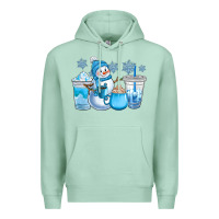 Seafoam winter snowman coffee cups Premium Hoodie - CowGirlArtShop