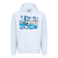 White winter snowman coffee cups Premium Hoodie - CowGirlArtShop