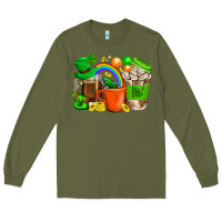 Army Green St. Patricks Day Coffee Cups Long Sleeve Tee - BundleAndBundleShop