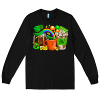 Black St. Patricks Day Coffee Cups Long Sleeve Tee - BundleAndBundleShop