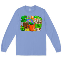 Colony Blue St. Patricks Day Coffee Cups Long Sleeve Tee - BundleAndBundleShop