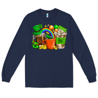 Navy St. Patricks Day Coffee Cups Long Sleeve Tee - BundleAndBundleShop