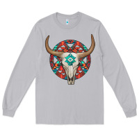 Moon Dust turquoise aztec bullskull Long Sleeve Tee - JahusDesignShop