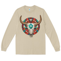 Mushroom turquoise aztec bullskull Long Sleeve Tee - JahusDesignShop