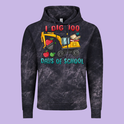 I Dig 100 Days Of School Excavator Vintage Hoodie Designed By Maliassmallbusiness