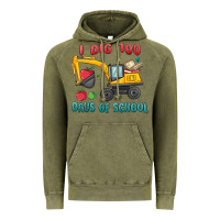 Vintage Olive i dig 100 days of school excavator Vintage Hoodie - MaliasSmallBusiness