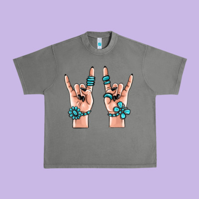 Gemstone Rock Hand Urban Heavy Tee Designed By Maliassmallbusiness