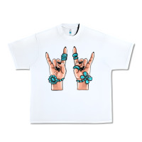 White gemstone rock hand Urban Heavy Tee - MaliasSmallBusiness