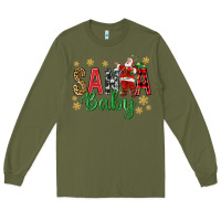 Army Green Santa Baby With Santa Long Sleeve Tee - BundleAndBundleShop
