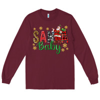 Burgundy Santa Baby With Santa Long Sleeve Tee - BundleAndBundleShop