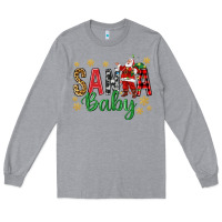 Heather Grey Santa Baby With Santa Long Sleeve Tee - BundleAndBundleShop