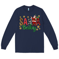 Navy Santa Baby With Santa Long Sleeve Tee - BundleAndBundleShop