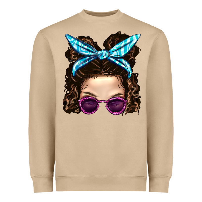 Messy Bun Mom And Pink Leopard Sunglasses Heavyweight Sweatshirt by BundleAndBundleShop | Teevron