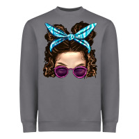 Storm Messy Bun Mom And Pink Leopard Sunglasses Heavyweight Sweatshirt - BundleAndBundleShop