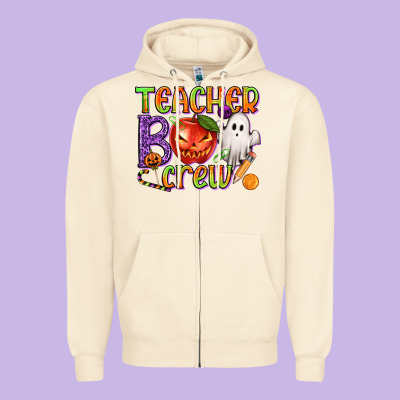 Teacher Boo Crew Zipper Hoodie Designed By Texasbilliewilder