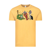 Vintage Mustard mardi gras alligator crawfish pelican Vintage Tee - MaliasSmallBusiness