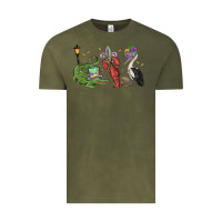 Vintage Olive mardi gras alligator crawfish pelican Vintage Tee - MaliasSmallBusiness