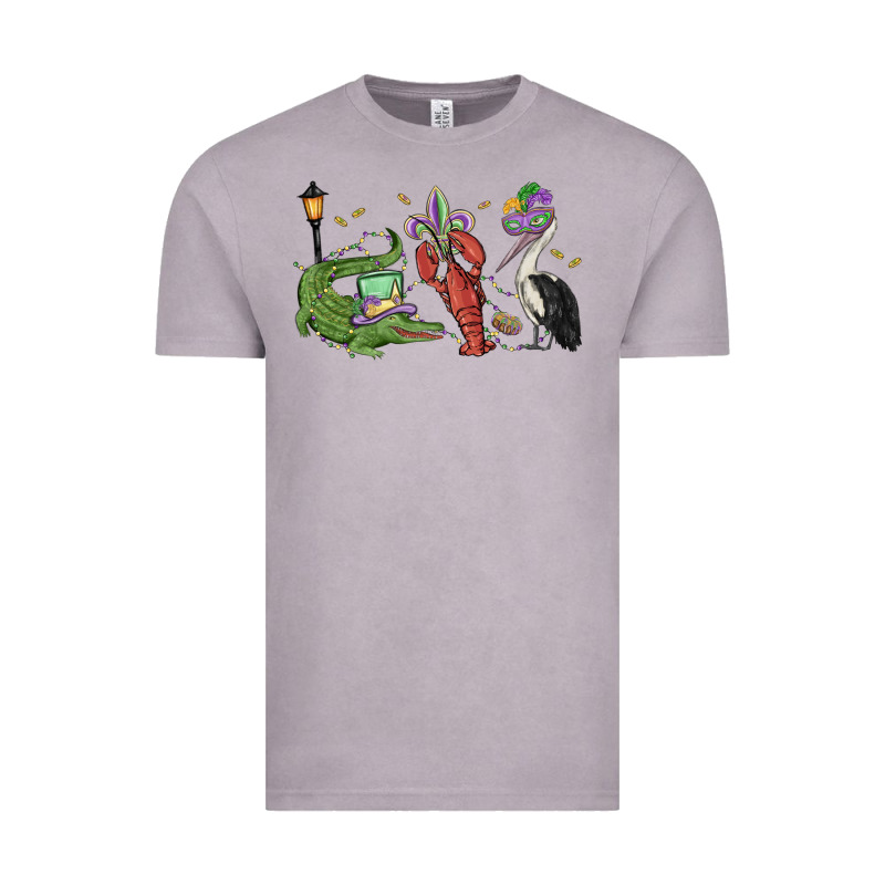 Mardi Gras Alligator Crawfish Pelican Vintage Tee by MaliasSmallBusiness | Teevron