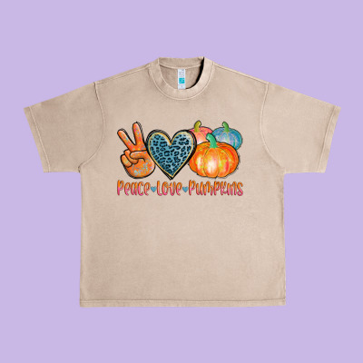 Peace Love Pumpkins Urban Heavy Tee Designed By Adodesignshop