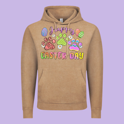 Happy Easter Day Paws Vintage Hoodie Designed By Maliassmallbusiness