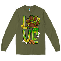 Army Green Tie dye St. Patrick's Day love dog paw Long Sleeve Tee - BundleAndBundleShop