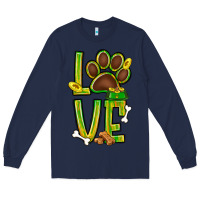 Navy Tie dye St. Patrick's Day love dog paw Long Sleeve Tee - BundleAndBundleShop