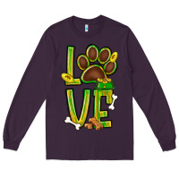 Plum Tie dye St. Patrick's Day love dog paw Long Sleeve Tee - BundleAndBundleShop