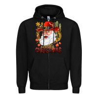 Black Cowboy Christas Santa Zipper Hoodie - NancyCooperArtShop