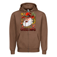 Chestnut Cowboy Christas Santa Zipper Hoodie - NancyCooperArtShop