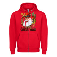 Red Cowboy Christas Santa Zipper Hoodie - NancyCooperArtShop
