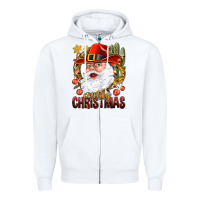 White Cowboy Christas Santa Zipper Hoodie - NancyCooperArtShop