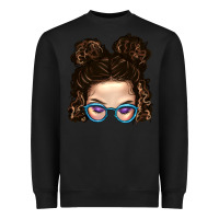 Black Messy Bun Mom And Glitter Glasses Heavyweight Sweatshirt - BundleAndBundleShop