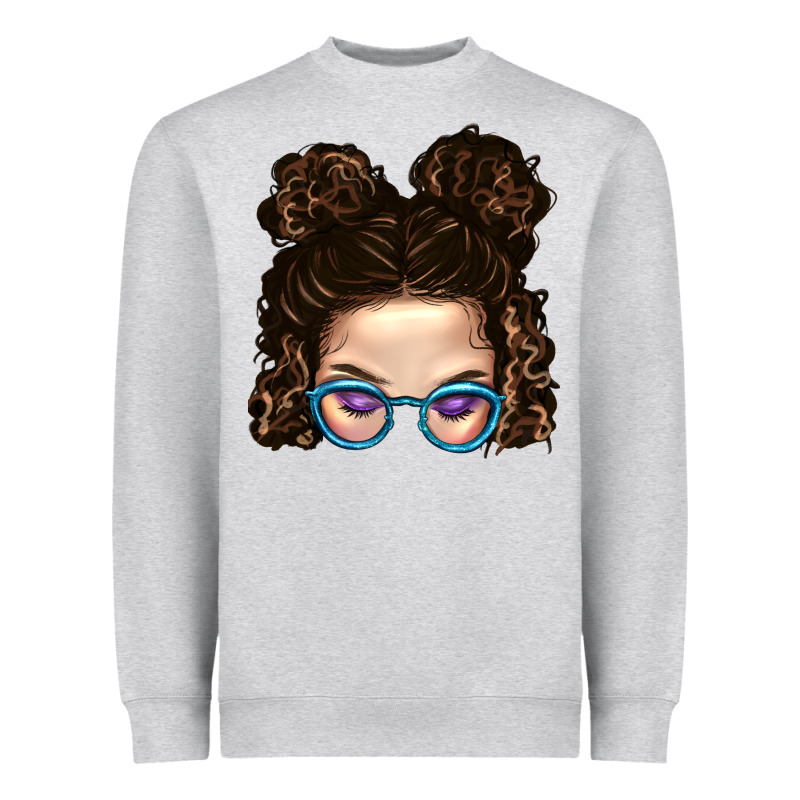 Messy Bun Mom And Glitter Glasses Heavyweight Sweatshirt by BundleAndBundleShop | Teevron