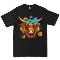 Black sunflower long haired cow Premium Tee - Jasminsmagicworld