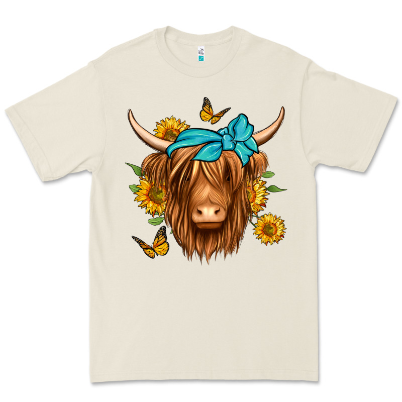 Sunflower Long Haired Cow Premium Tee by Jasminsmagicworld | Teevron