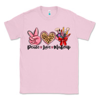 Bubblegum Pink peace love makeup Classic Tee - MaliasSmallBusiness