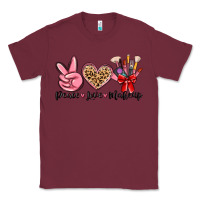 Burgundy peace love makeup Classic Tee - MaliasSmallBusiness