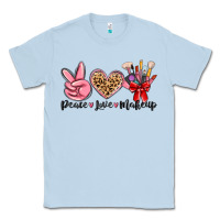 Dusty Blue peace love makeup Classic Tee - MaliasSmallBusiness