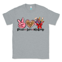 Heather Grey peace love makeup Classic Tee - MaliasSmallBusiness