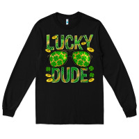 Black Lucky Dude St Patricks Long Sleeve Tee - BundleAndBundleShop